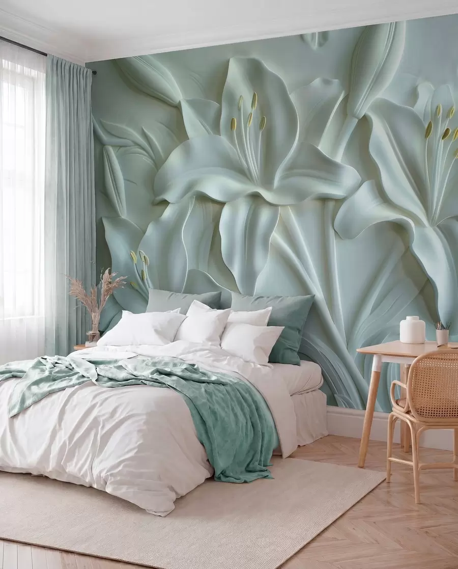 wall murals Sculptural Sage Lilies w01434v1