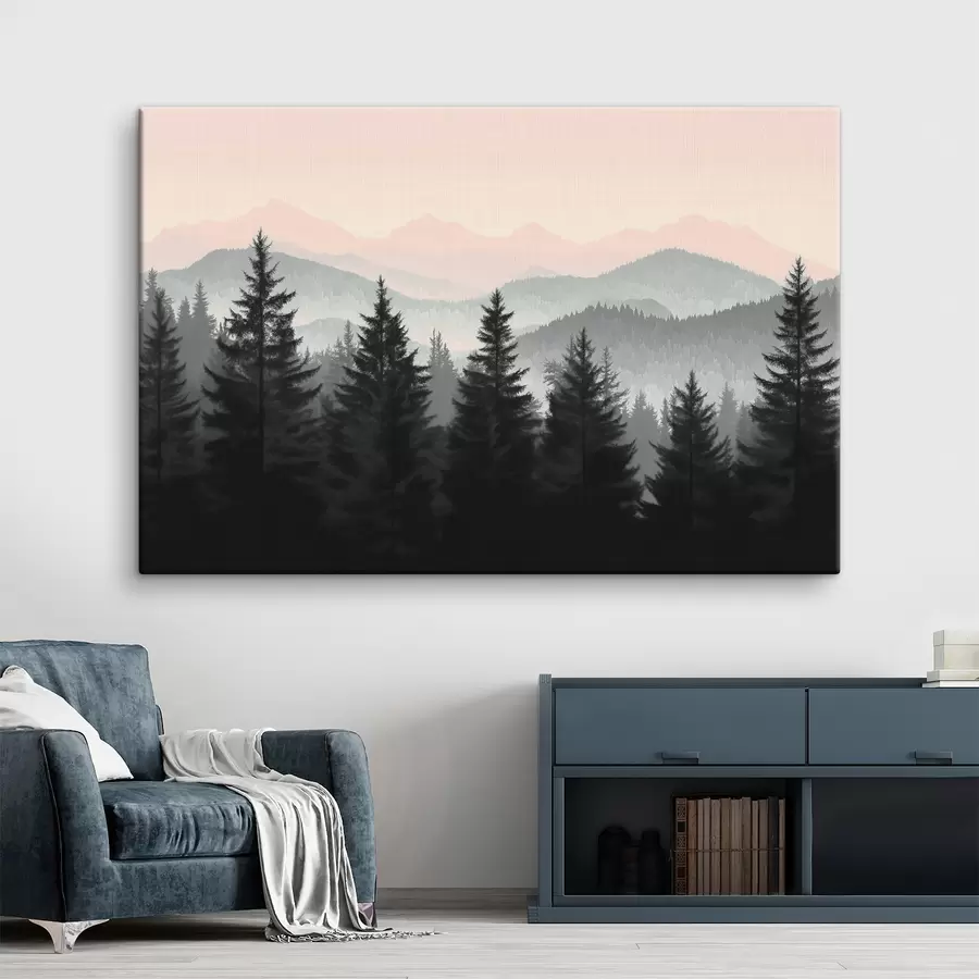 wall murals Forest with mountains in the background s40281