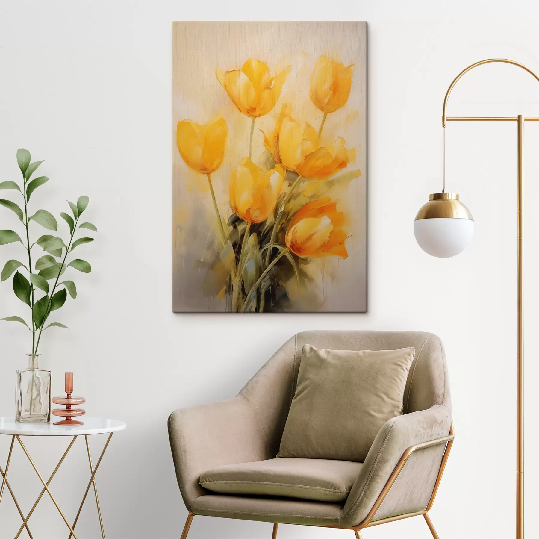 wall murals Yellow tulips imitation oil painting s40318