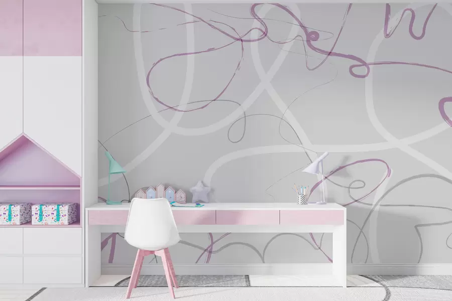 Wall Mural Photo Wallpaper Abstract purple lines on a gray background w01455v2