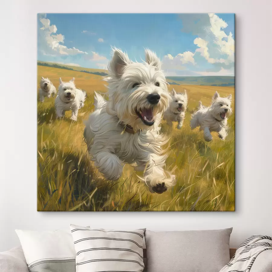 wall murals Little puppies in the field s40358
