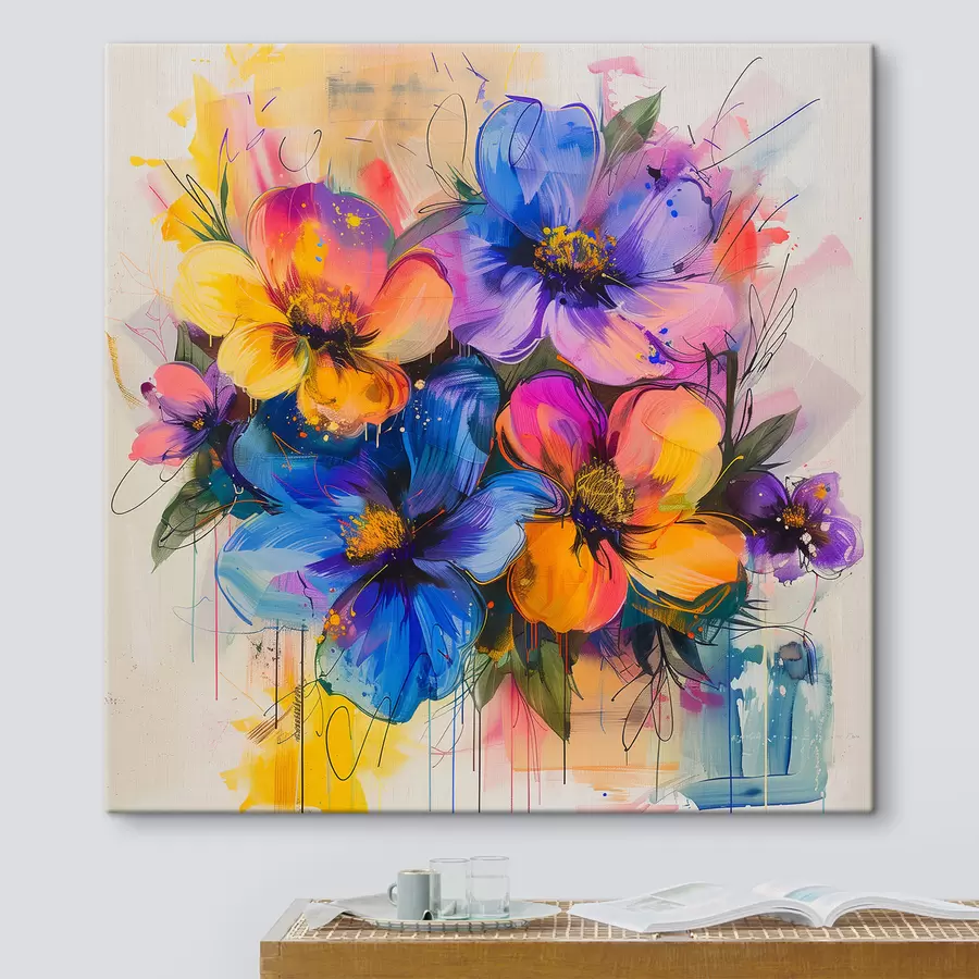 murales Flores sobre un fondo abstracto s40373