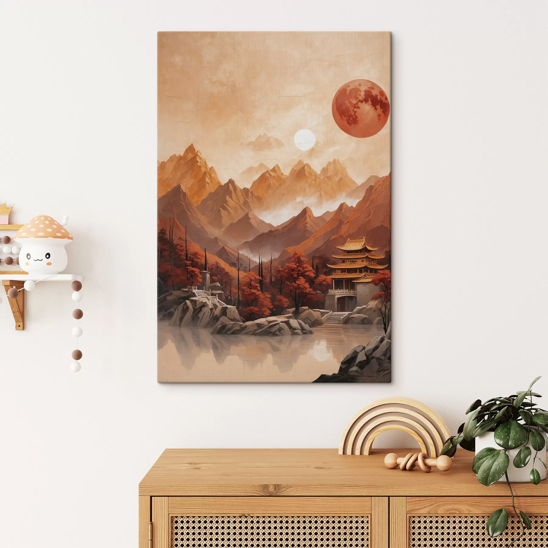 wall murals Chinese historical building in the mountains s40330