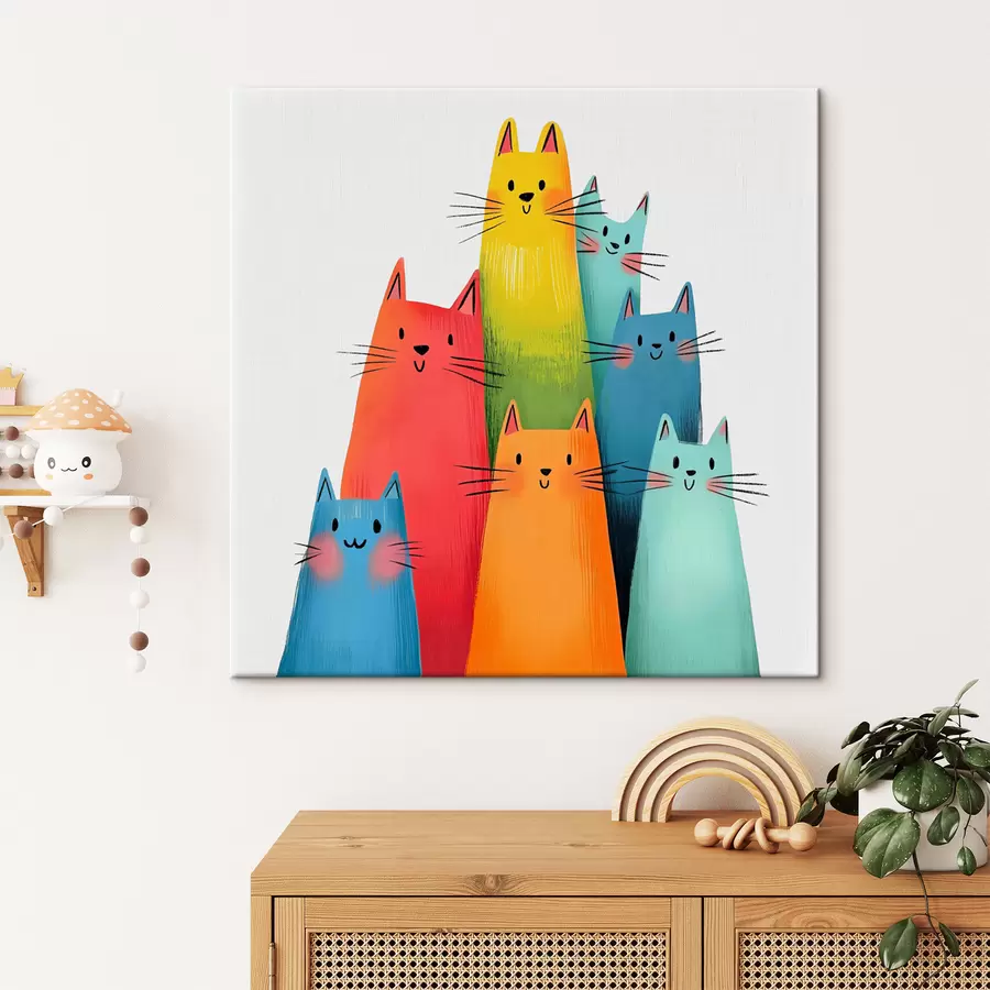 wall murals Abstract multicolored cats s40041