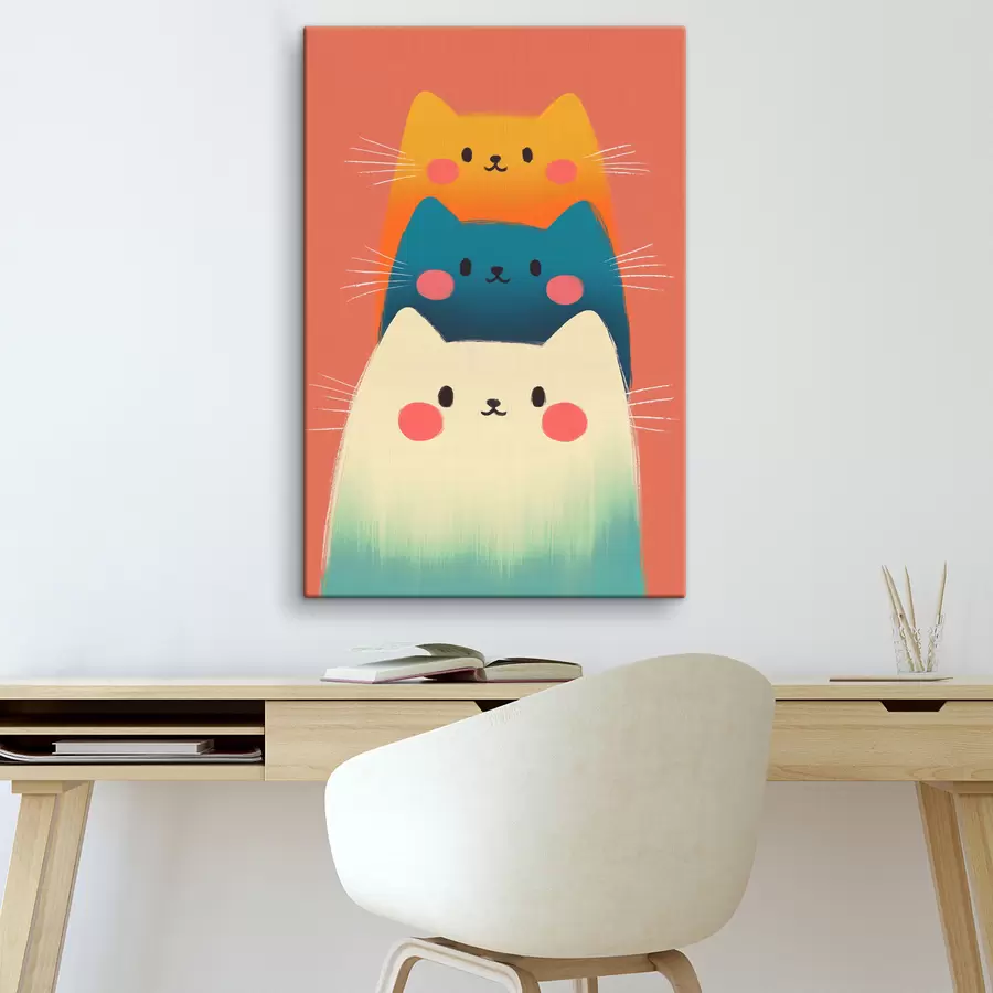 wall murals Three multicolored abstract cats s40431