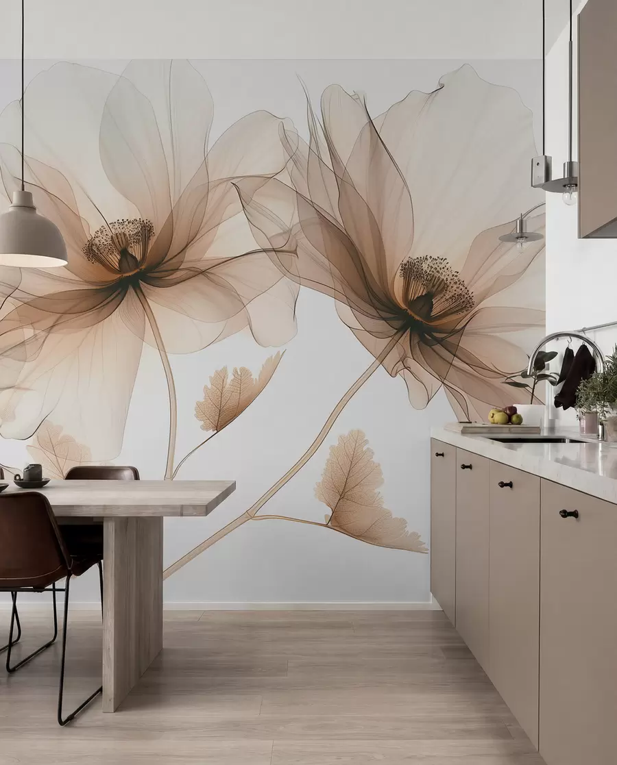 wall murals Copper Ink Blossoms w01482