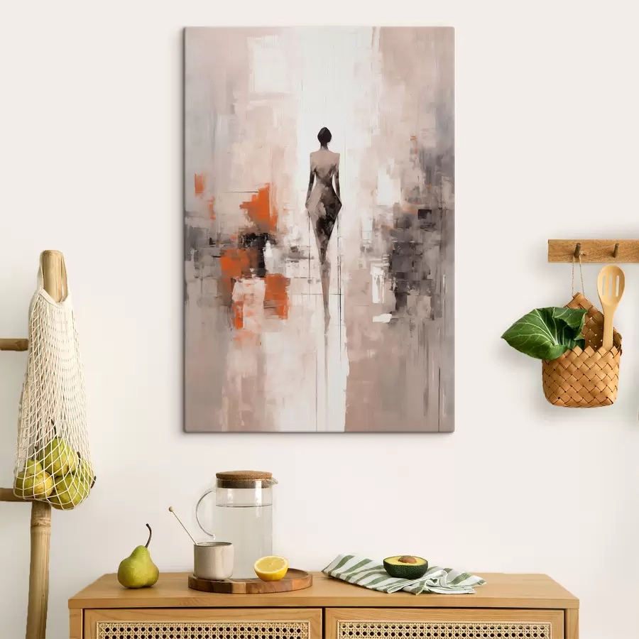 wall murals Abstract silhouette of a woman, imitation of abrasions and brushstrokes s40485