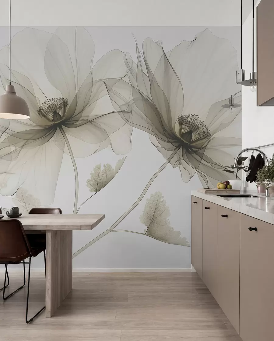 Wall Mural Photo Wallpaper Sepia Ink Blossoms w01482v2