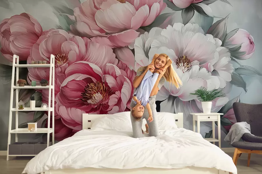 Wall Mural Photo Wallpaper Lush painted peonies w01017