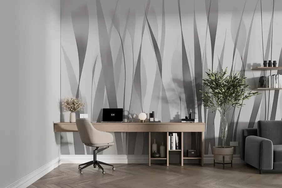 Wall Mural Photo Wallpaper Translucent leaves in gray tones w01018v3