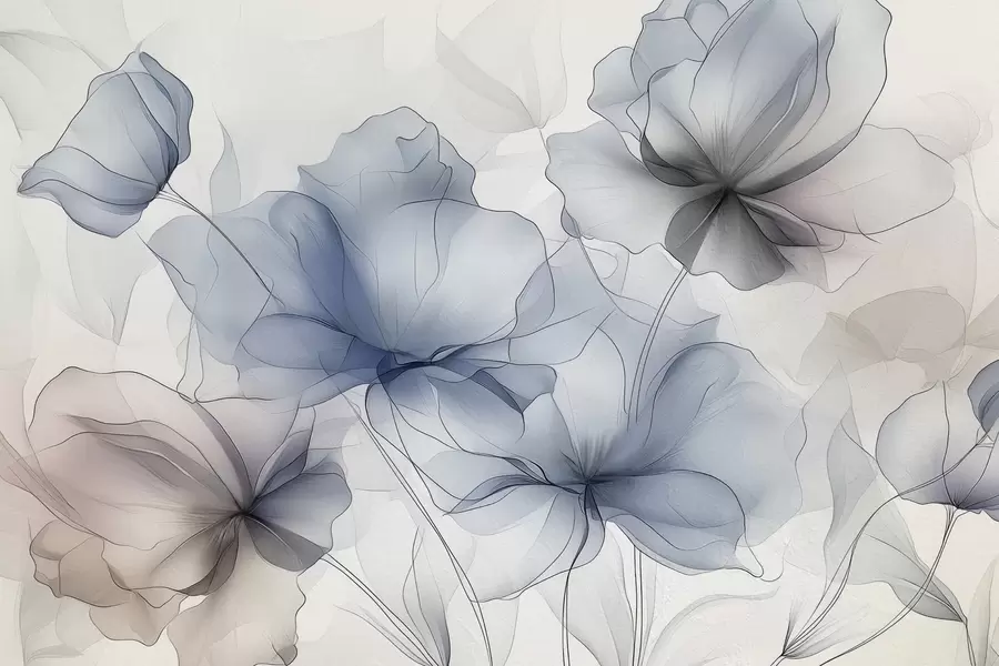 wall murals Abstract flowers on a concrete wall w01037