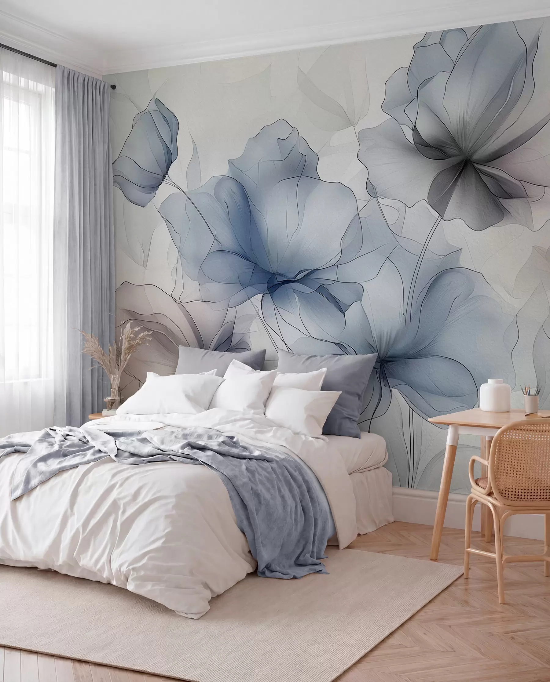 Wall Mural Photo Wallpaper Abstract flowers on a concrete wall w01037