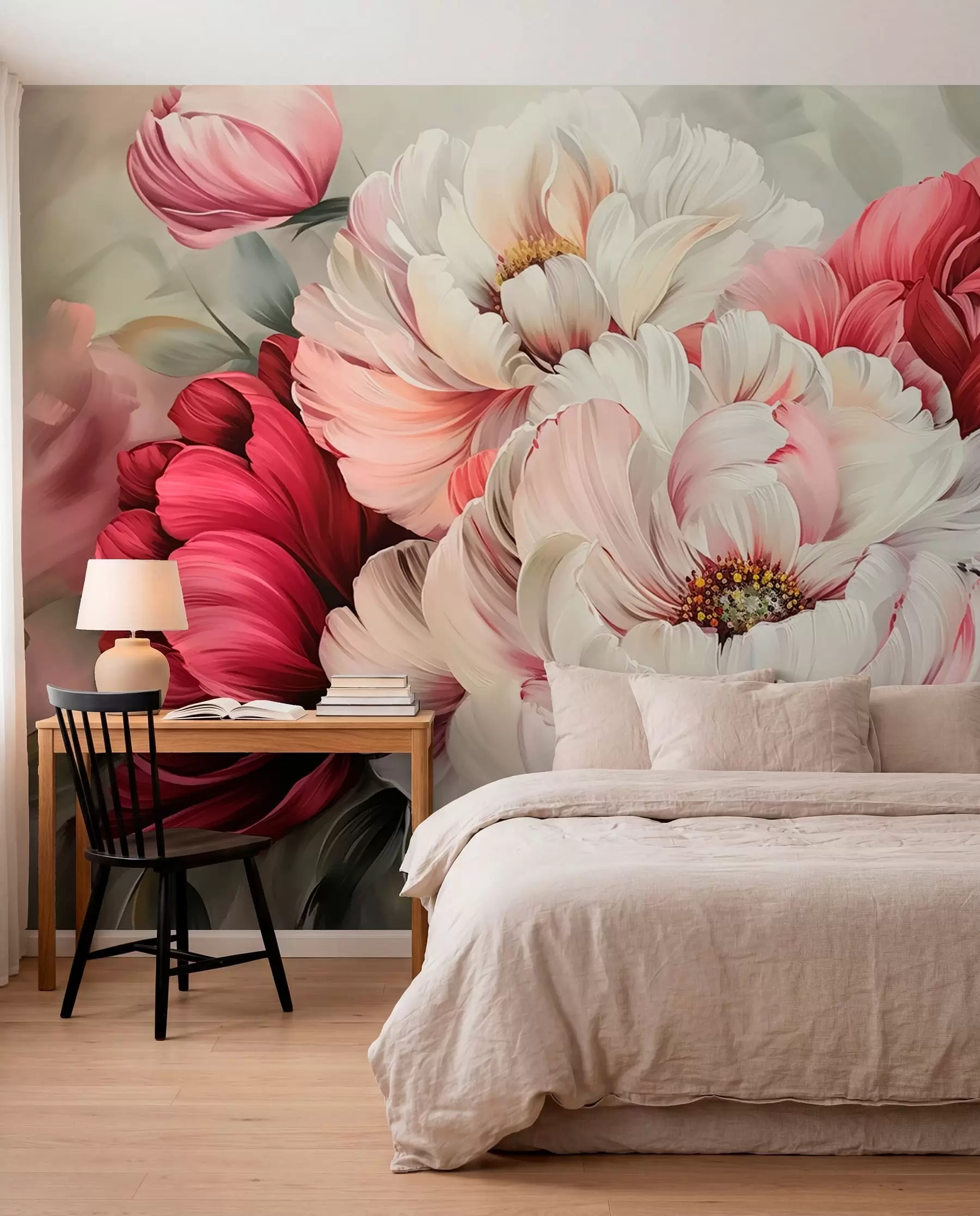 wall murals A large bouquet of peonies w01038