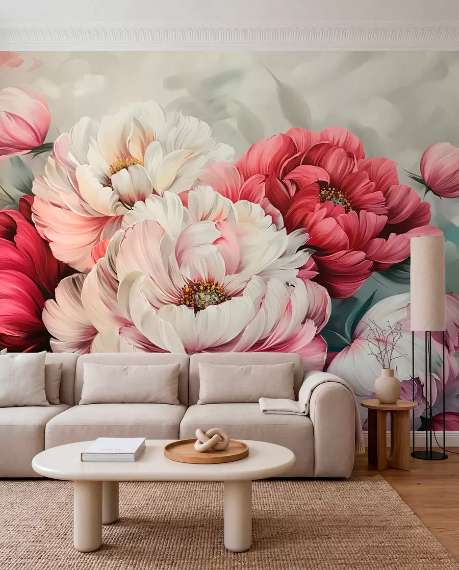 Wall Mural Photo Wallpaper A large bouquet of peonies w01038