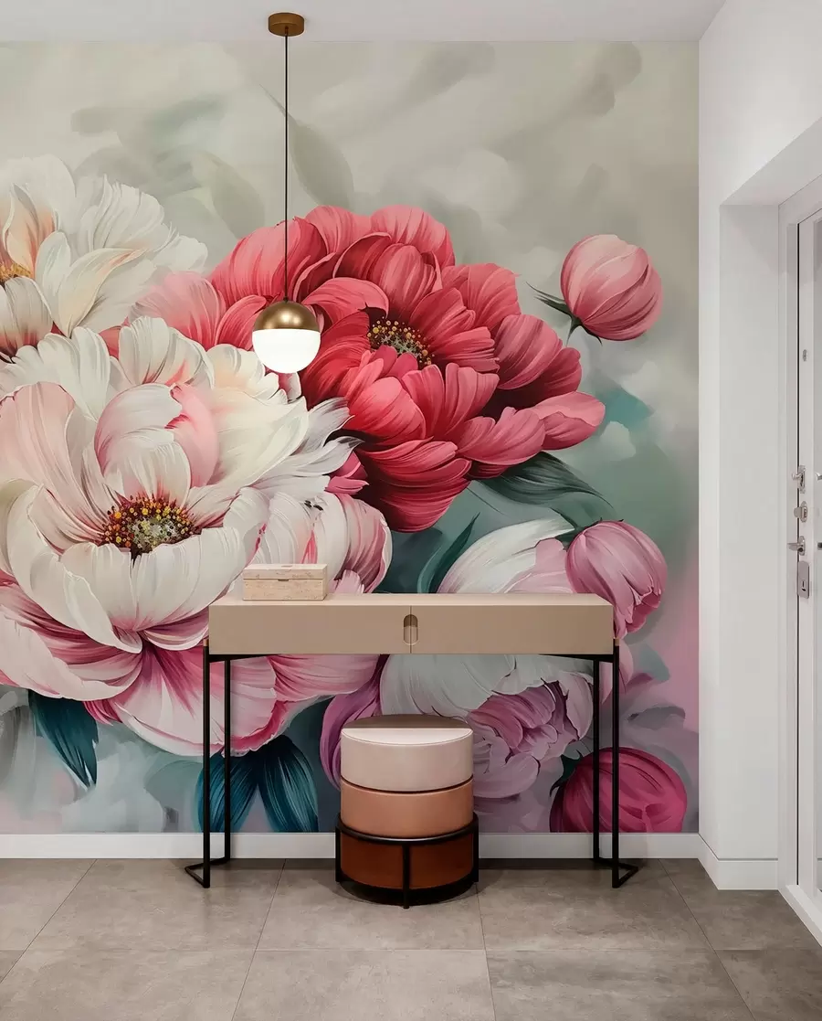peintures murales Un grand bouquet de pivoines w01038