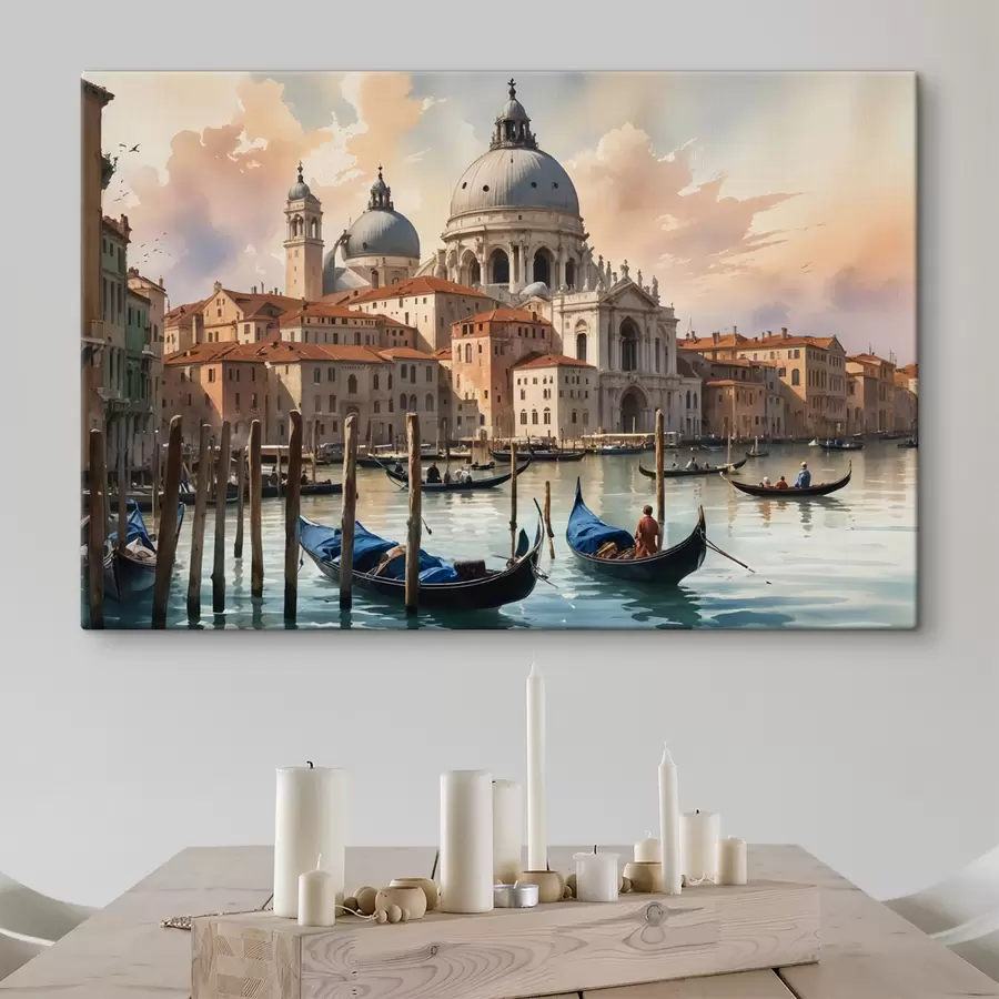 wall murals A scenic painting watercolor art view of the Grand Canal in Venice, Italy s40573