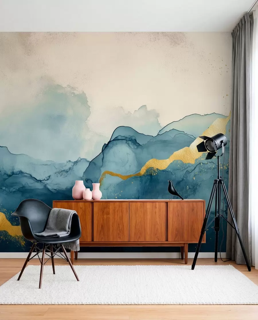 Wall Mural Photo Wallpaper Vintage emerald watercolor composition w01362