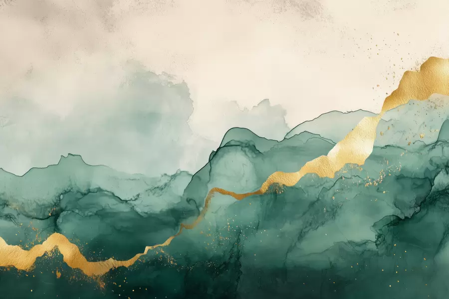 murales Composición de acuarela esmeralda vintage w01362v1