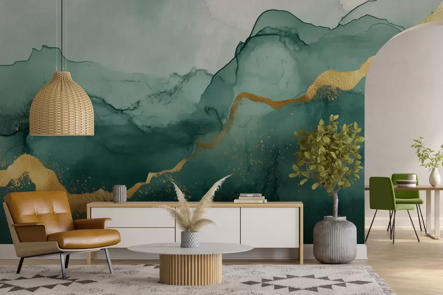 murales Composición de acuarela esmeralda vintage w01362v1