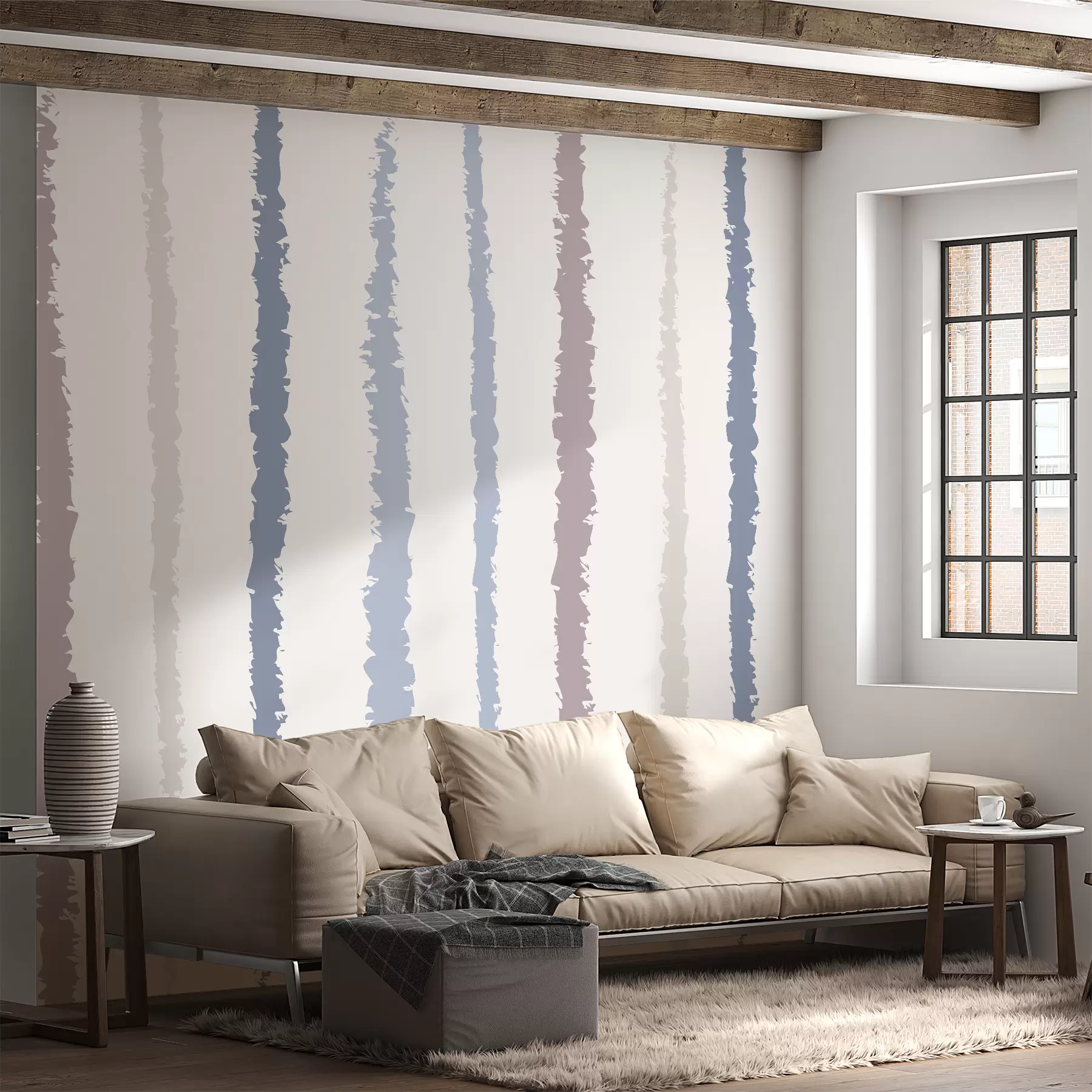 murais de parede Listras coloridas, rosa, azul w01507
