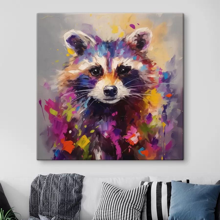 murales Mapache vibrante con estilo artístico s40691