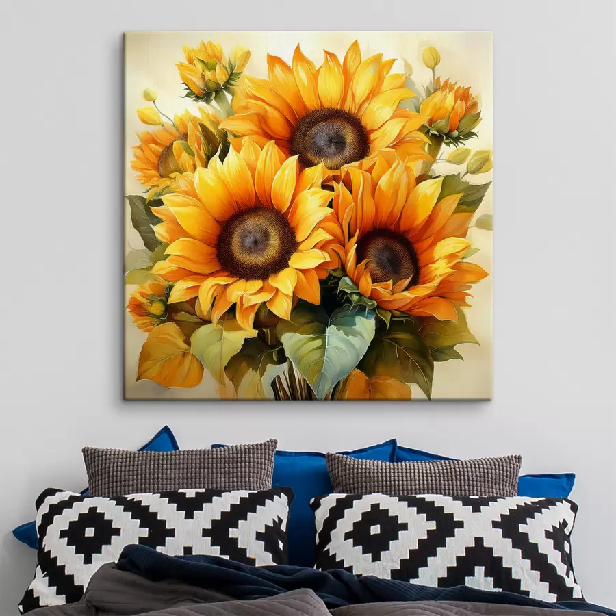 wall murals large sunflowers, yellow sunflowers s40710