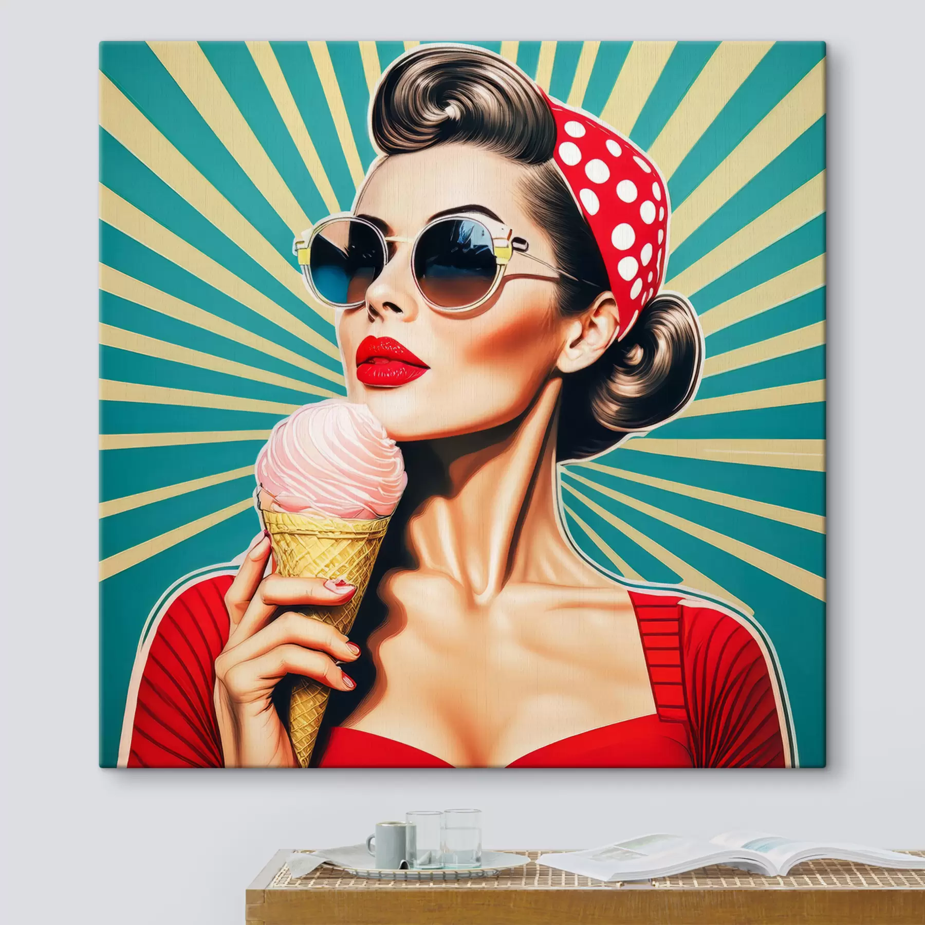 wall murals girl with ice cream, pop art, pin-up, retro s40718