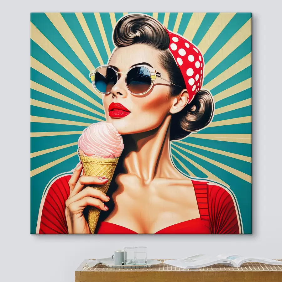 wall murals girl with ice cream, pop art, pin-up, retro s40718