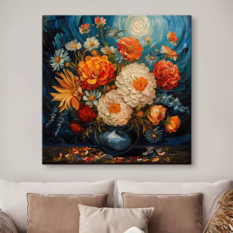 murales Arreglo floral en un jarrón al estilo de Van Gogh s40671