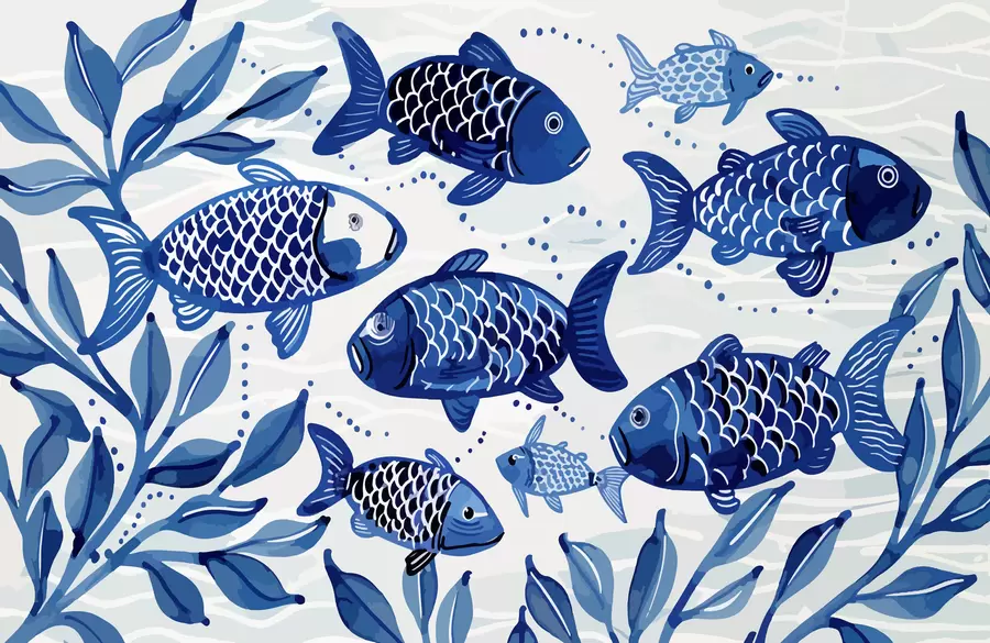 Wall Mural Photo Wallpaper Blue fish w01062