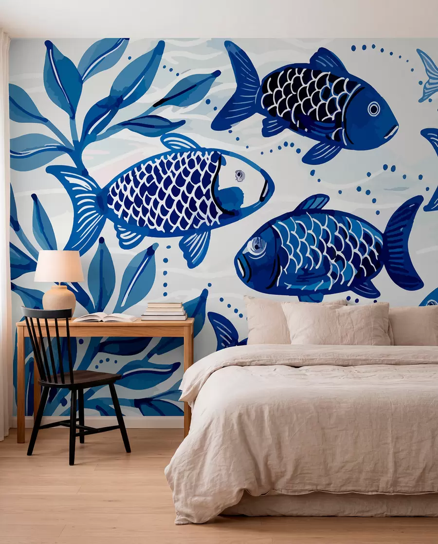 Wall Mural Photo Wallpaper Blue fish w01062