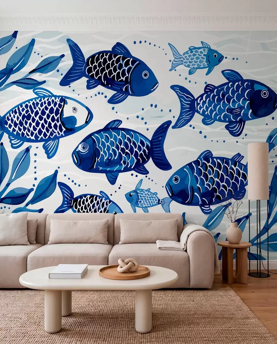 Wall Mural Photo Wallpaper Blue fish w01062
