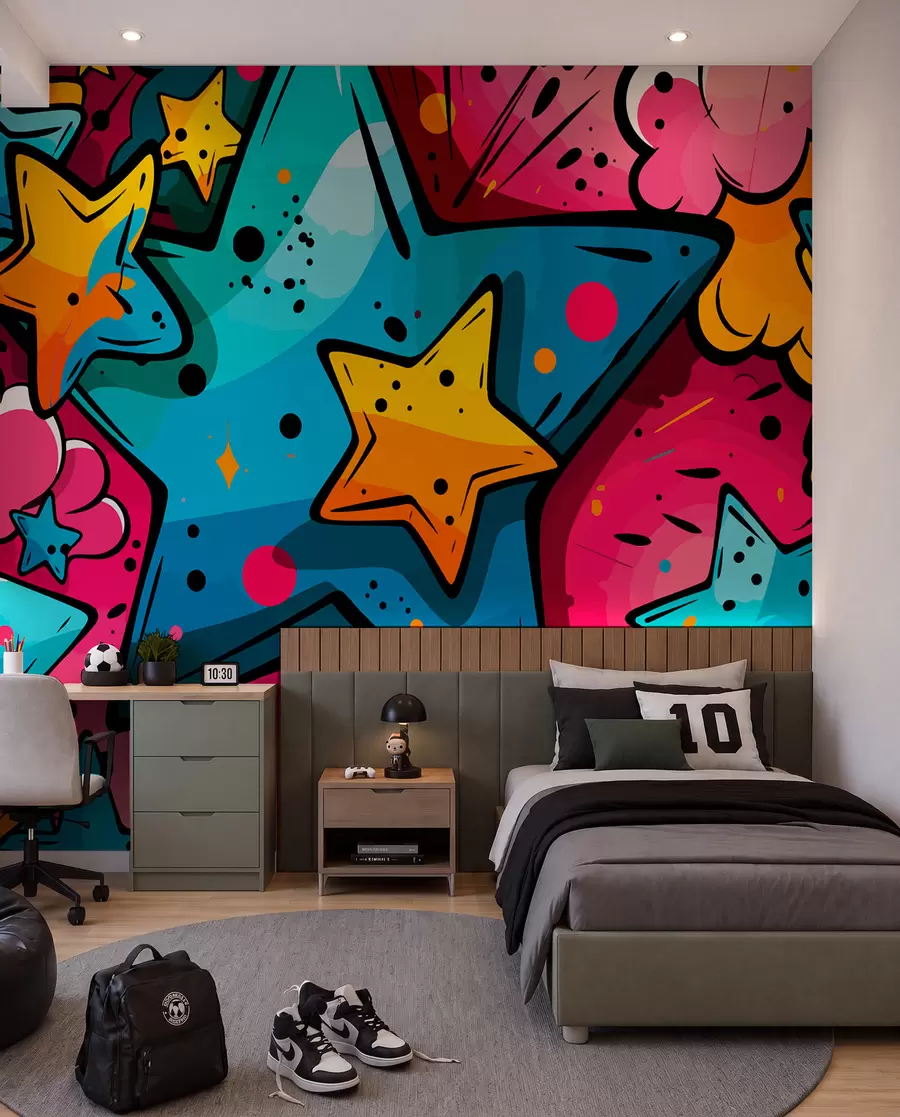 peintures murales Éclat de couleurs pop w01063