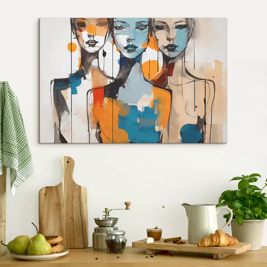 murales Retratos abstractos de mujeres acuarela en manchas de pintura s40746