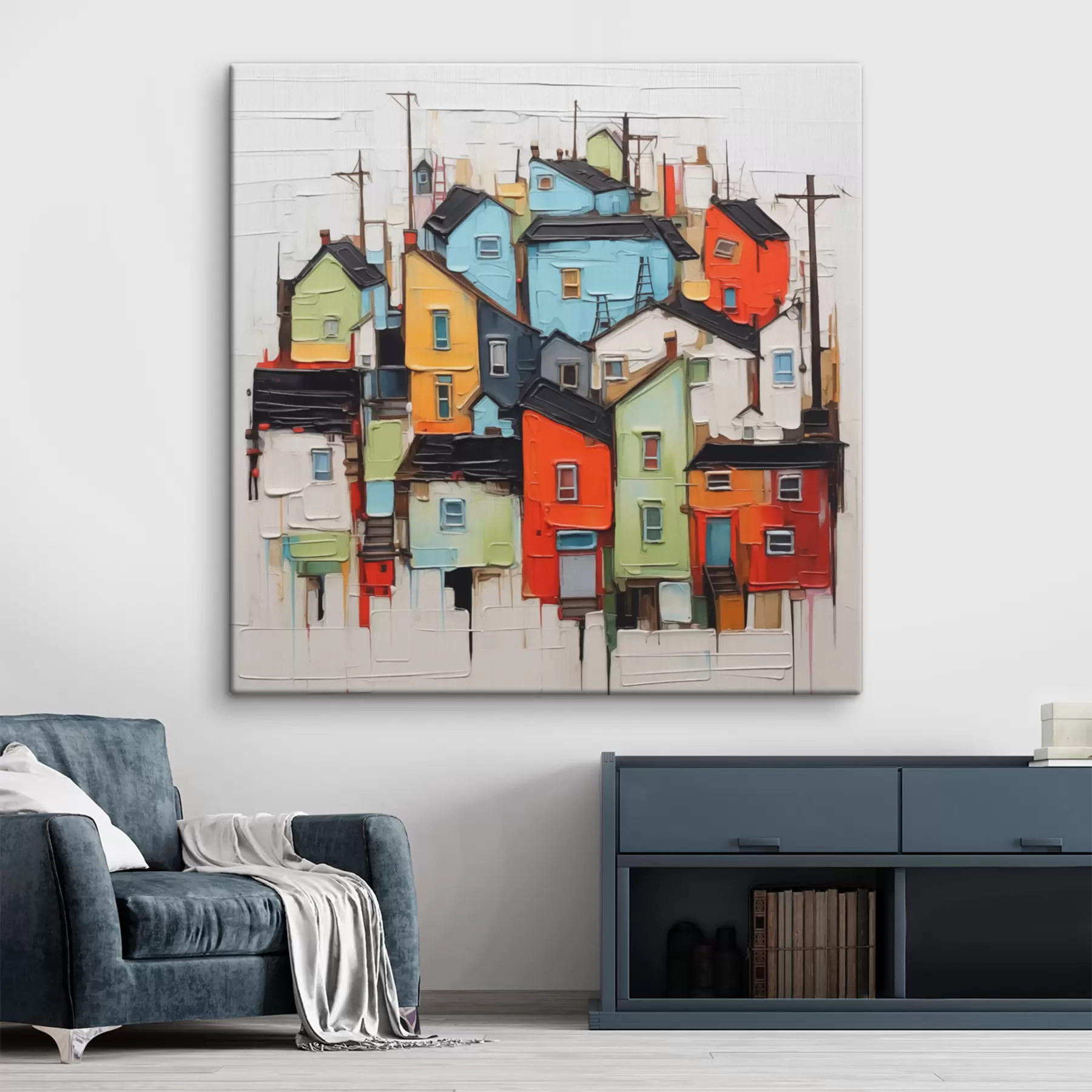 wall murals Abstract houses imitation brushstroke s40760