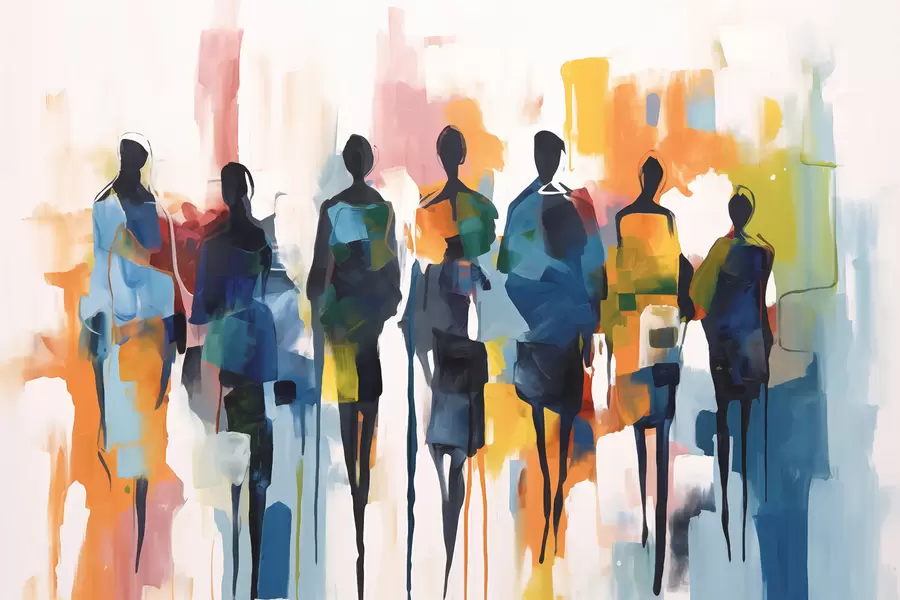 peintures murales Silhouettes de personnes abstraites w01559