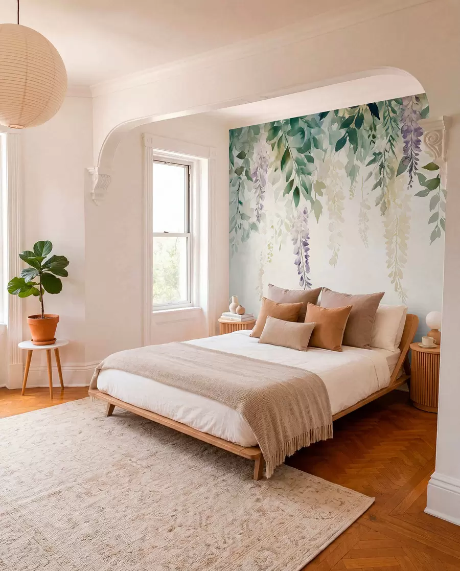 wall murals Wisteria flower ornament, floral, watercolor, natural colors w01545