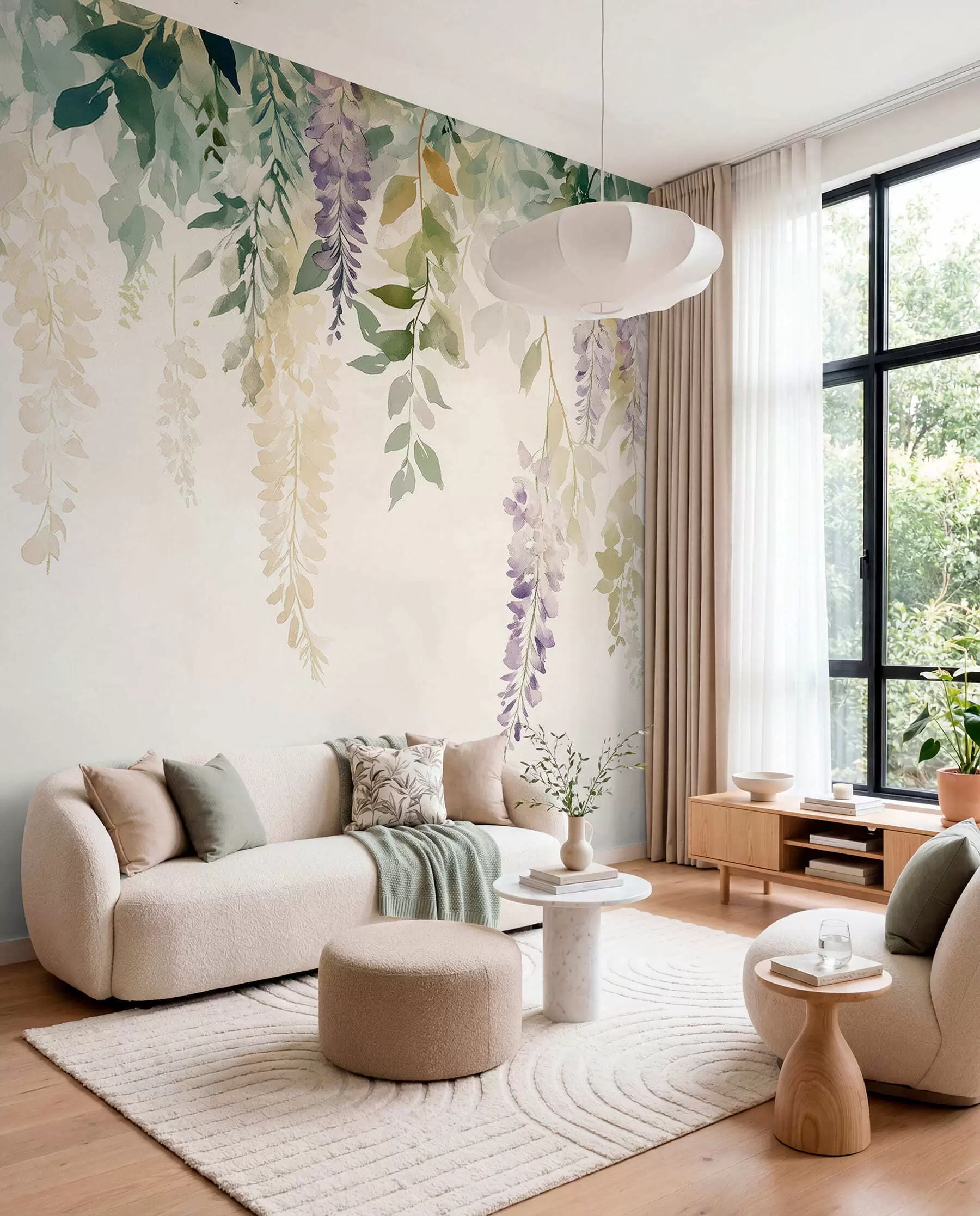 wall murals Wisteria flower ornament, floral, watercolor, natural colors w01545