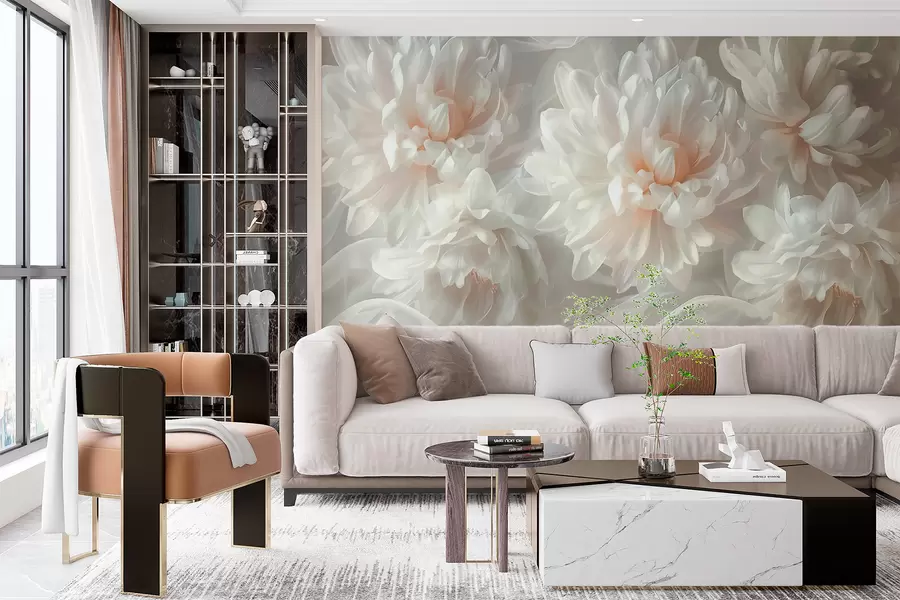 murales peonías blancas w01105