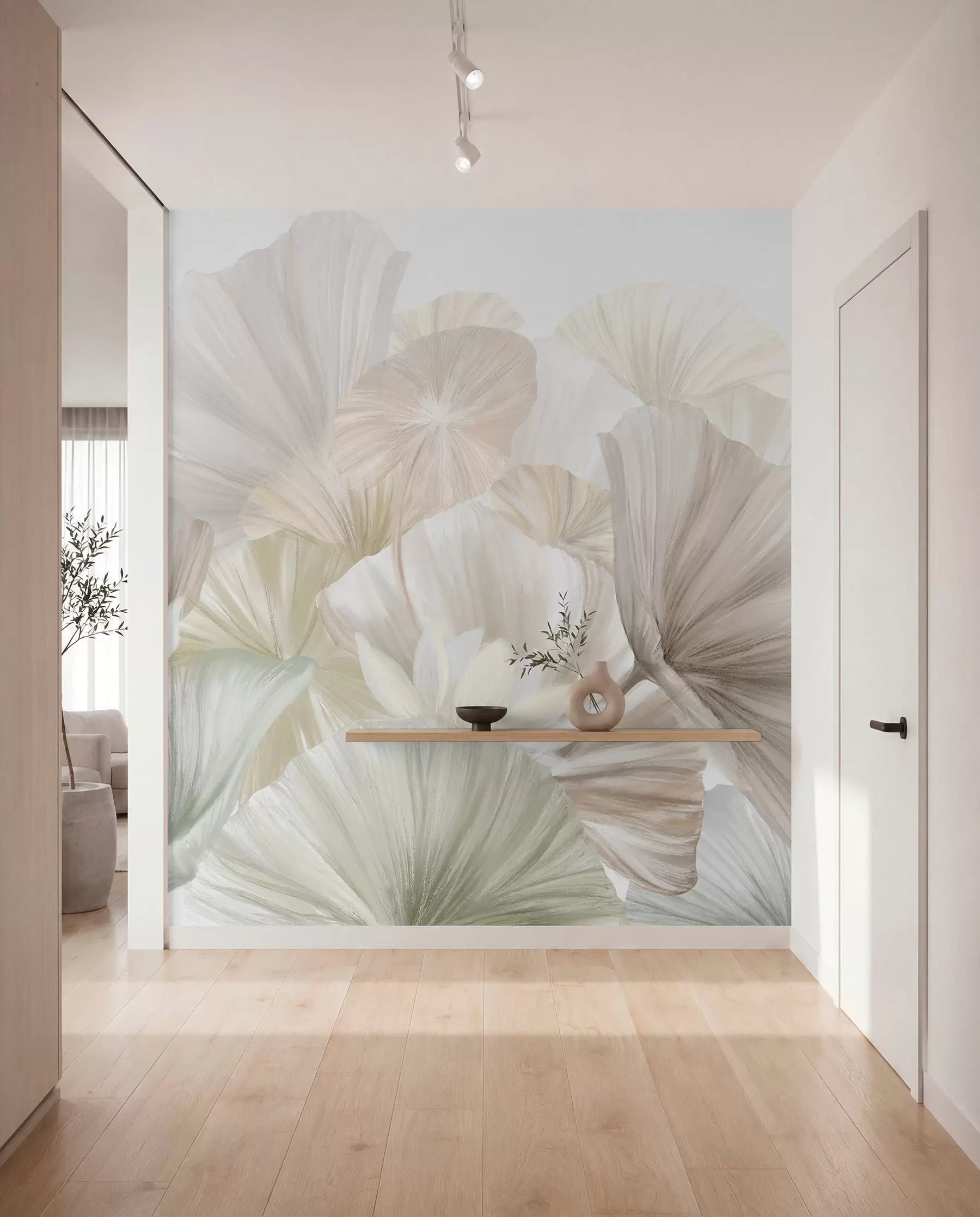 wall murals Petal Fans in Sage w08265