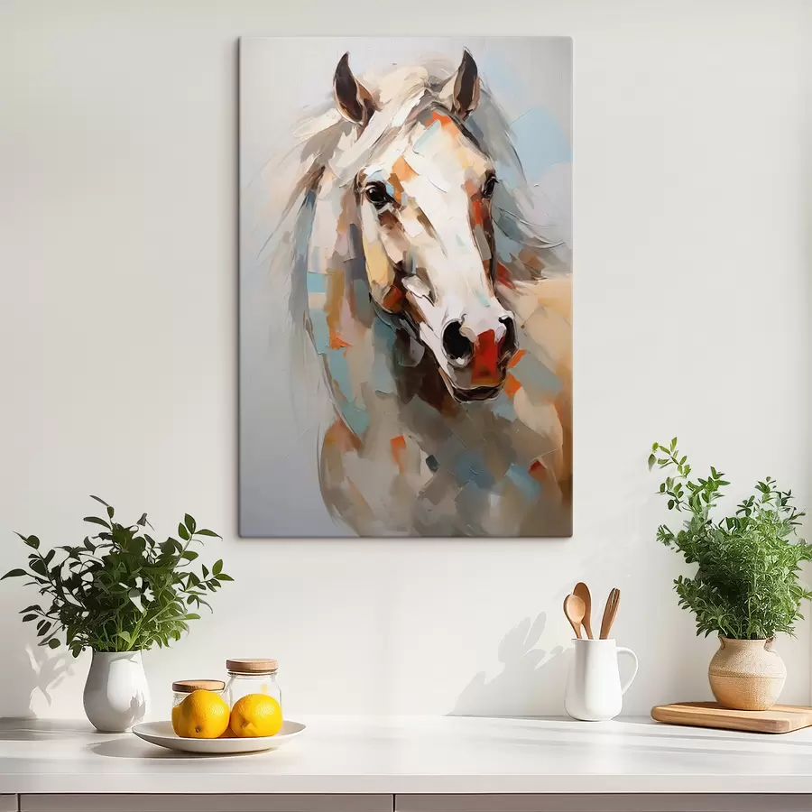 wall murals Abstract portrait of a white horse s40686