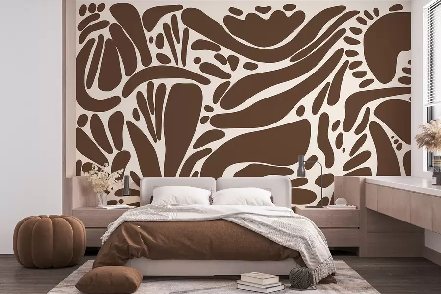 wall murals Abstract geometric pattern, tribal style, brown color w01623v1
