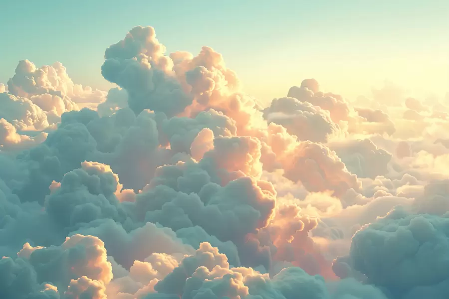 Wall Mural Photo Wallpaper Bright sky with many clouds in light colors w01543