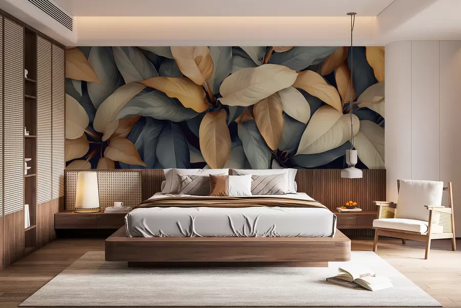 Wall Mural Photo Wallpaper Tropical plants in pink and beige colors w01586v1