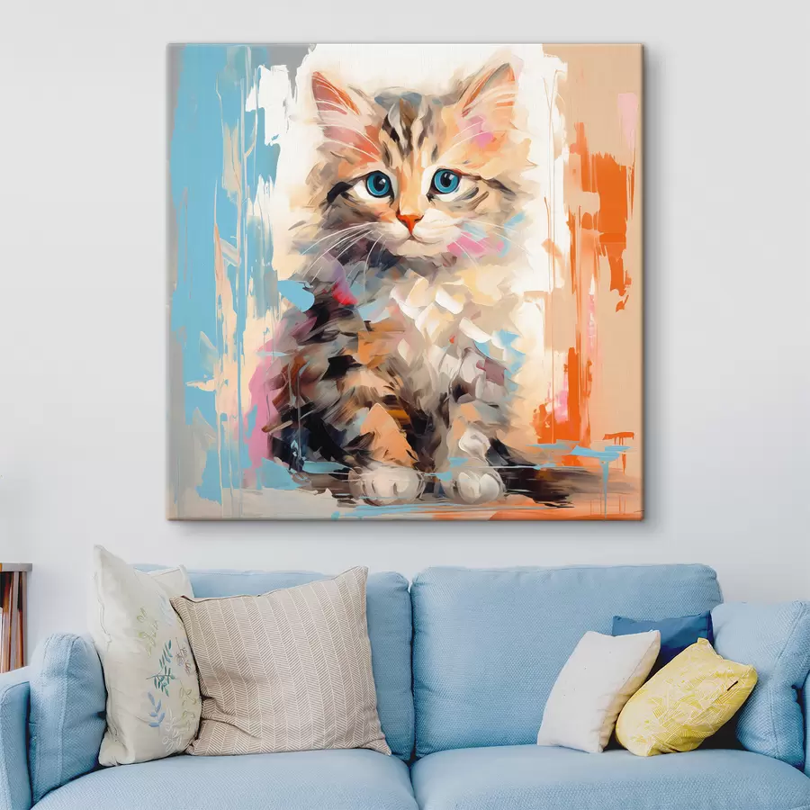 murales Un gatito con pinceladas s40735