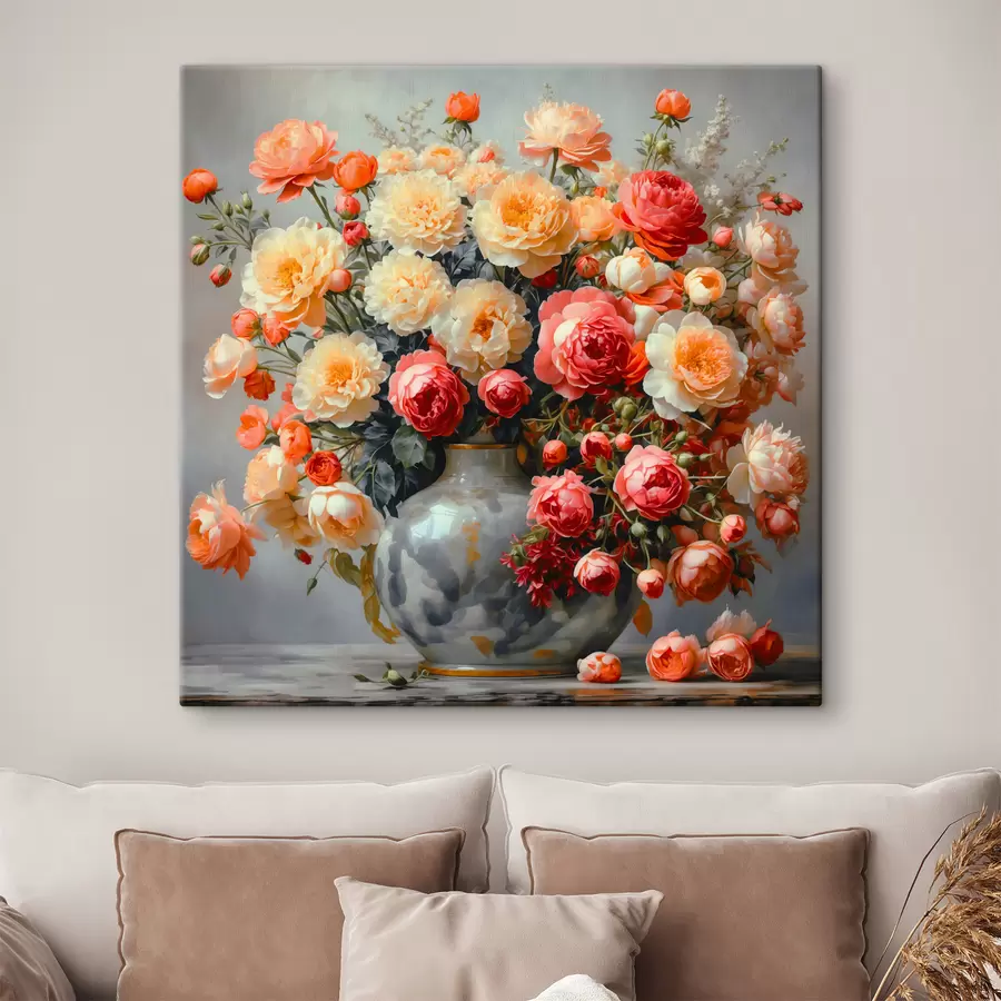 wall murals A bouquet of bright flowers in a vase s40733