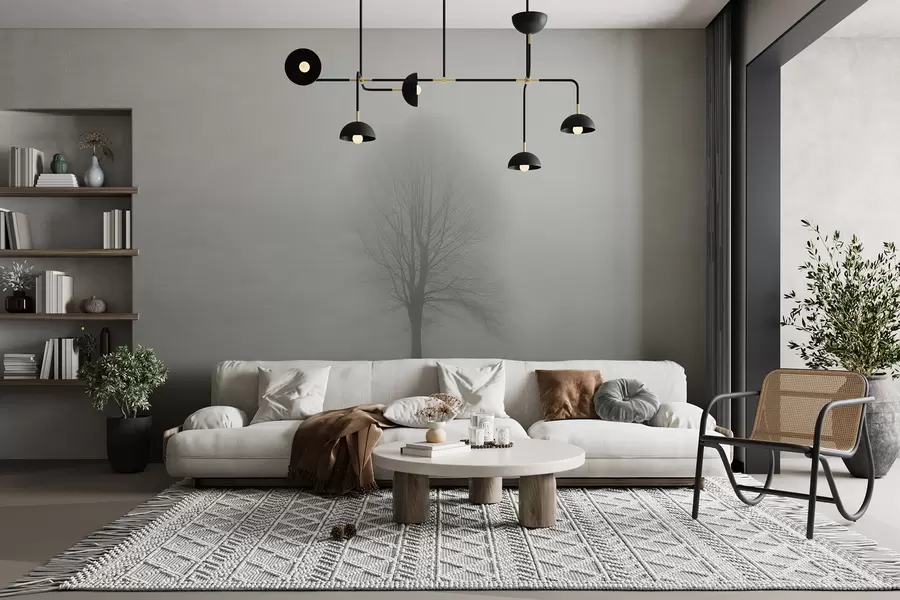 murales Árbol en la niebla de color verde oscuro w01660