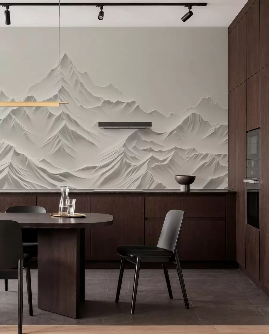 peintures murales Montagnes grises w01644