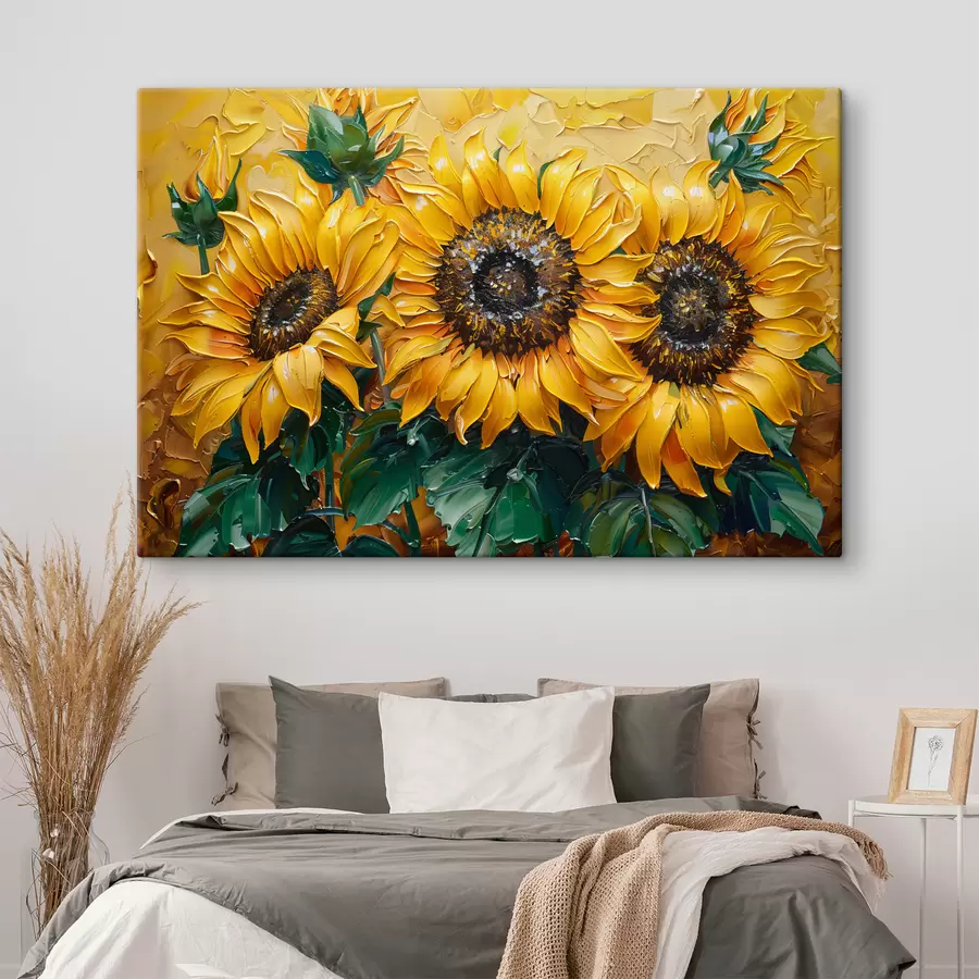 wall murals Bright sunflowers,oil paint s40787