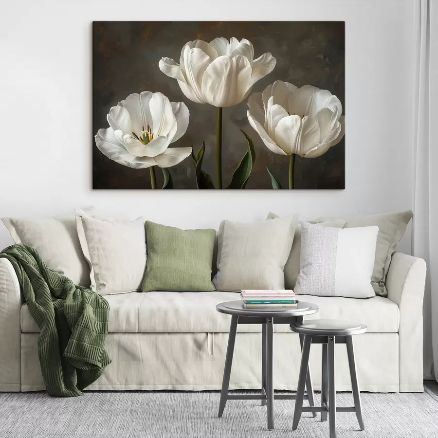 wall murals Large tulip flowers,white tulips s40792